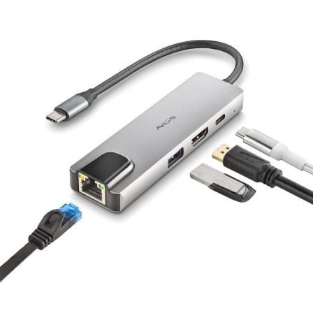 Docking USB Tipo-C NGS WonderDock Supra/ 1xUSB/ 1xUSB Tipo-C DP/ 1xHDMI 4K/ 1xRJ45/ Gris