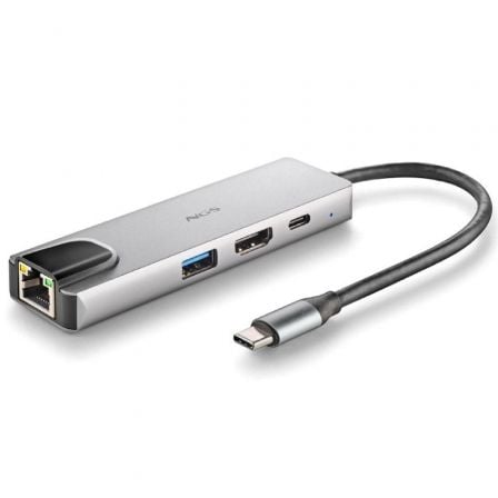 Docking USB Tipo-C NGS WonderDock Supra/ 1xUSB/ 1xUSB Tipo-C DP/ 1xHDMI 4K/ 1xRJ45/ Gris