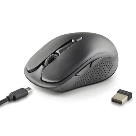 Ratón inalámbrico ngs evo spook silencioso/ batería recargable/ hasta 1600 dpi/ negro