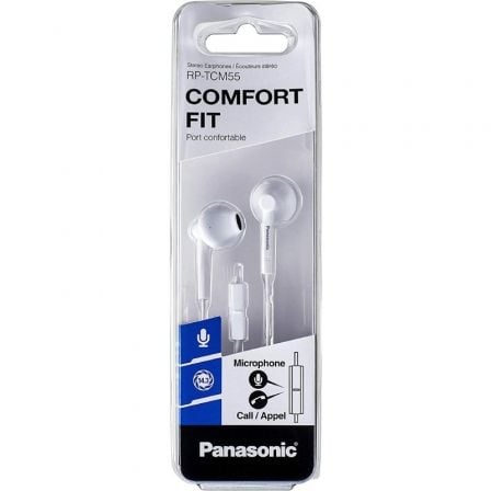 Auriculares intrauditivos panasonic rp-tcm55/ con micrófono/ jack 3.5/ blancos