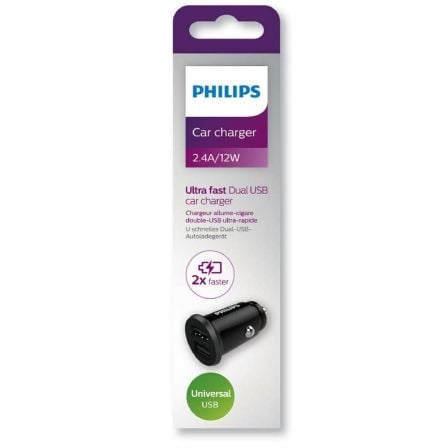 Cargador de coche philips dlp2510/ 2xusb/ 12w