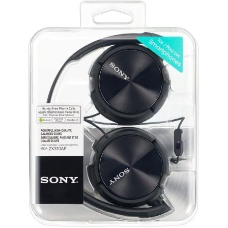 Auriculares sony mdrzx310apb/ con micrófono/ jack 3.5/ negros
