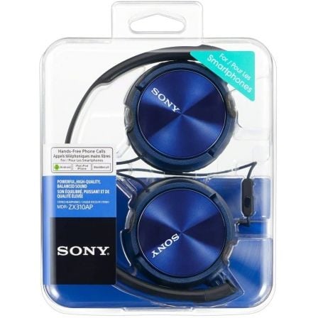 Auriculares sony mdrzx310apl/ con micrófono/ jack 3.5/ azules