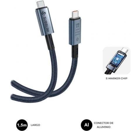 art_sub-cab-subcab-c24010_2 Cable usb 4.0 tipo-c subblim cable high/ usb tipo-c macho - usb tipo-c macho/ hasta 240w/ 40gbps 1.5m/ negro