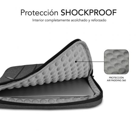 Funda subblim air padding 360 sleeve para portátiles hasta 15.6"/ gris oscuro