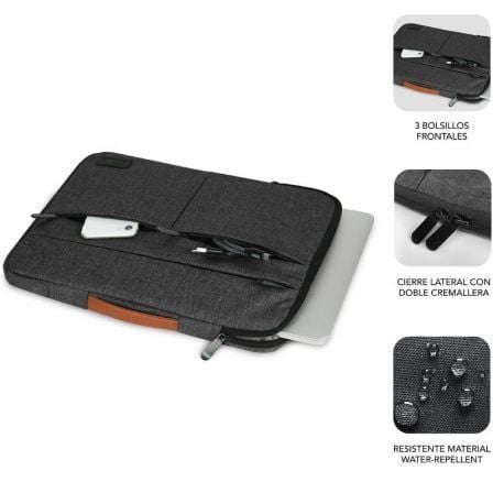 Funda subblim air padding 360 sleeve para portátiles hasta 15.6"/ gris oscuro