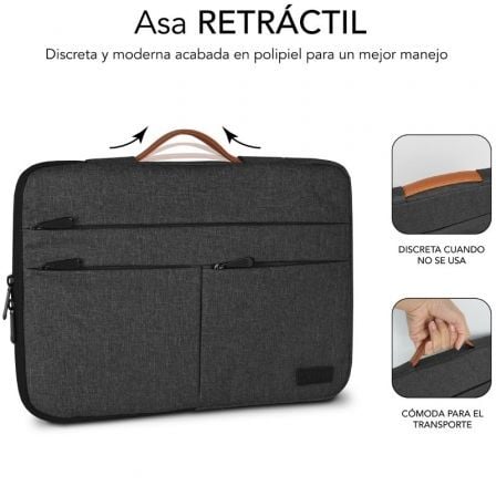 Funda subblim air padding 360 sleeve para portátiles hasta 15.6"/ gris oscuro