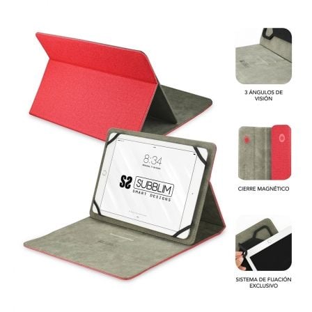 Funda subblim clever stand para tablets de 9"-10.1"/ roja
