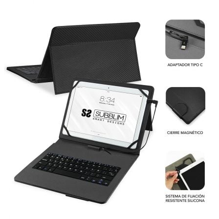 art_sub-funda-kt1-usb001_2 Funda con teclado subblim keytab pro usb para tablets de 10.1"-11"/ negra