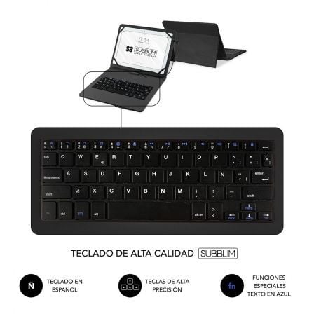 art_sub-funda-kt1-usb001_4 Funda con teclado subblim keytab pro usb para tablets de 10.1"-11"/ negra