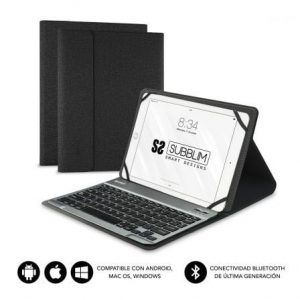 Funda con teclado subblim keytab pro bluetooth para tablets de 10.1"-10.8"/ negra