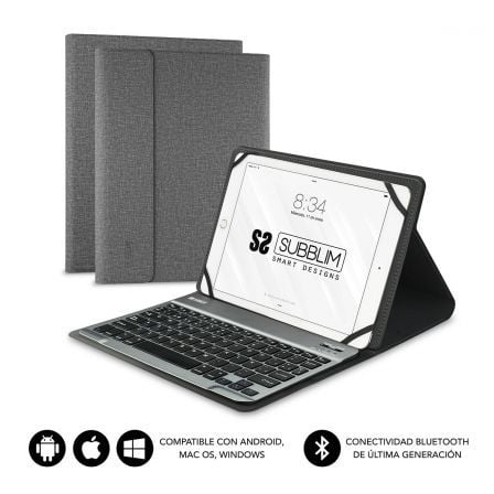 art_sub-funda-kt2-bt0002_1 Funda con teclado subblim keytab pro bluetooth para tablets de 10.1"-10.8"/ gris