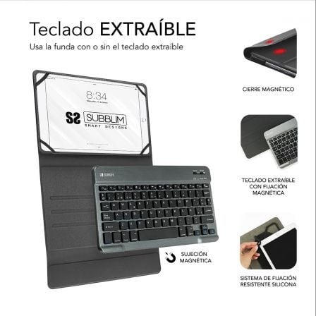 art_sub-funda-kt2-bt0002_3 Funda con teclado subblim keytab pro bluetooth para tablets de 10.1"-10.8"/ gris