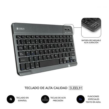 art_sub-funda-kt2-bt0002_5 Funda con teclado subblim keytab pro bluetooth para tablets de 10.1"-10.8"/ gris