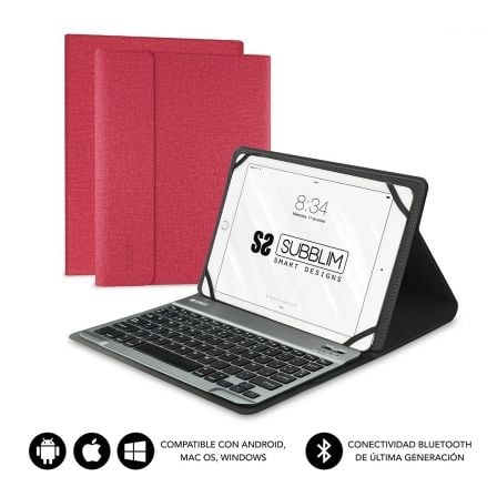 art_sub-funda-kt2-bt0003_1 Funda con teclado subblim keytab pro bluetooth para tablets de 10.1"-10.8"/ roja