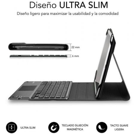 art_sub-funda-kt2-btp001_2 Funda con teclado subblim keytab pro bluetooth touchpad para tablets de 10.1"-10.8"/ negra