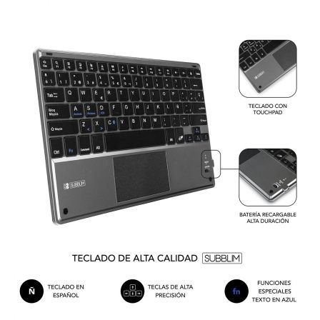 art_sub-funda-kt2-btp001_5 Funda con teclado subblim keytab pro bluetooth touchpad para tablets de 10.1"-10.8"/ negra