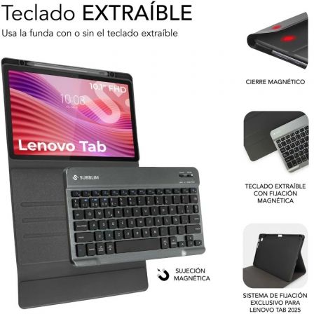 art_sub-funda-kt3-btl320_2 Funda con teclado subblim shock case lenovo tab 10.1" 2025/ negra