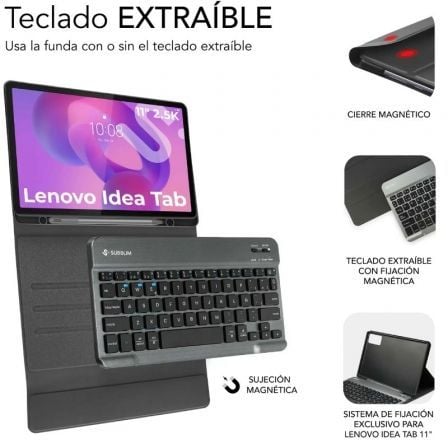 art_sub-funda-kt3-btl340_2 Funda con teclado subblim keytab pro bt lenovo idea tab 11" 2025/ negra
