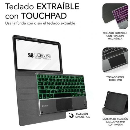 art_sub-funda-subkt4-btpi03_3 Funda con teclado subblim keytab pro bt para tablet ipad 10.9" 10a gen/ negra