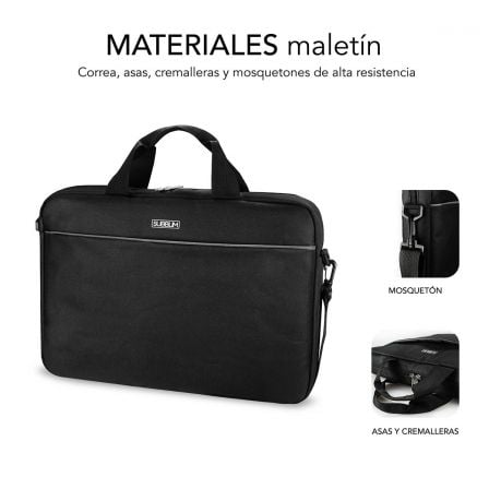 Maletín + ratón inalámbrico subblim select pack para portátiles hasta 15.6"/ cinta para trolley/ negro