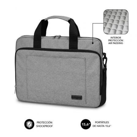 art_sub-mal-lb-4aplb10_1 Maletín subblim air padding laptop bag para portátiles hasta 15.6"/ cinta para trolley/ gris