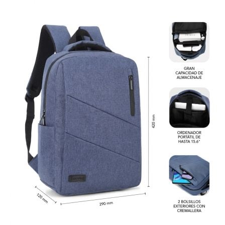 art_sub-mochi-bp-2bl2001_4 Mochila subblim city backpack para portátiles hasta 15.6"/ puerto usb/ azul