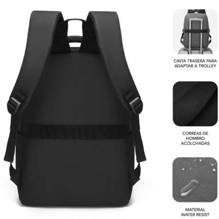 Mochila subblim city backpack para portátiles hasta 15.6"/ puerto usb/ negra