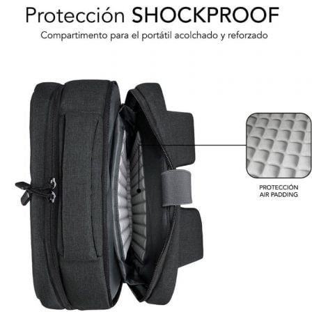 art_sub-mochi-bp-3eap100_4 Mochila subblim traveller airpadding backpack para portátiles hasta 15.6"/ puerto usb/ gris