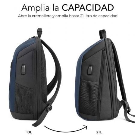art_sub-mochi-bp-5nxap02_2 Mochila subblim xpand air padding backpack para portátiles hasta 15.6"/ puerto usb/ azul