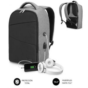 Mochila subblim secure v2 ap para portátiles hasta 15.6"/ puerto usb/ antirrobo/ gris