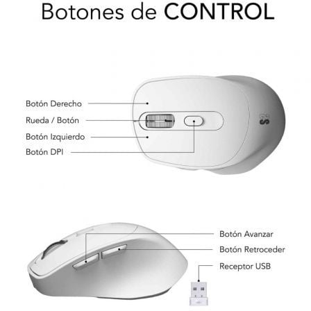 art_sub-mou-comf-ergo-dual-b-wh_2 Ratón ergonómico inalámbrico por bluetooth/ 2.4ghz subblim comfort ergo dual battery/ batería recargable/ hasta 2400 dpi/ blanco