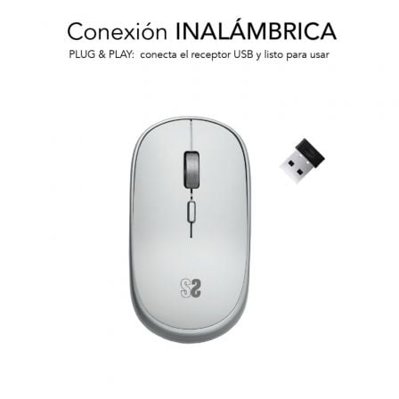 Ratón mini inalámbrico subblim wireless mini/ hasta 1600 dpi/ plata