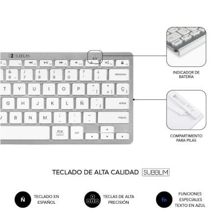 art_sub-tec-combo-mult-comp-sv_5 Teclado y ratón inalámbrico subblim oco010 combo multidispositivo compacto/ plata