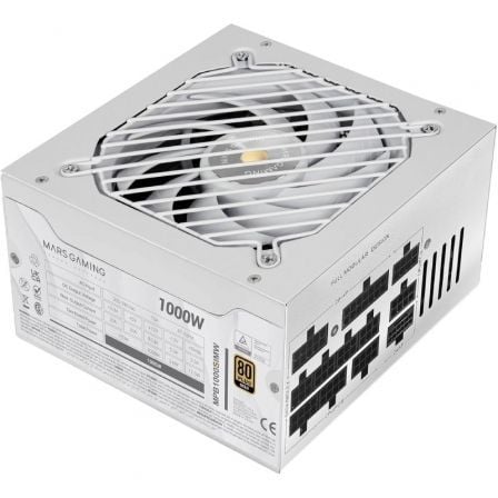 Fuente de alimentación mars gaming mpb1000sim/ 1000w/ ventilador 14cm/ 80 plus gold/ blanca
