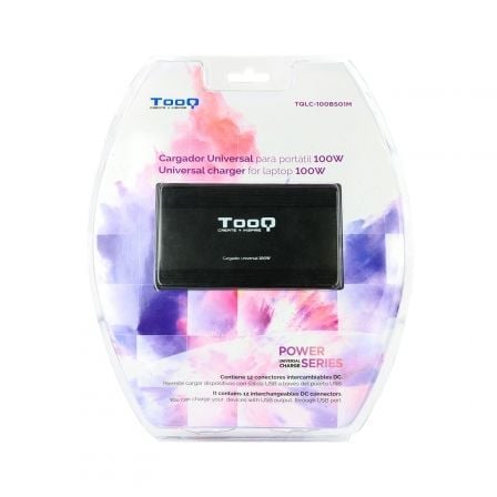Cargador de portátil tooq tqlc-100bs01m/ 100w/ manual/ 12 conectores/ voltaje 12-24v/ 1 usb