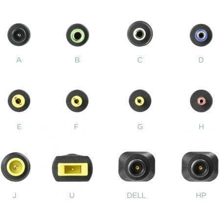 Cargador de portátil tooq tqlc-90bs02m/ 90w/ manual/ 12 conectores/ voltaje 15-24v/ 1 usb