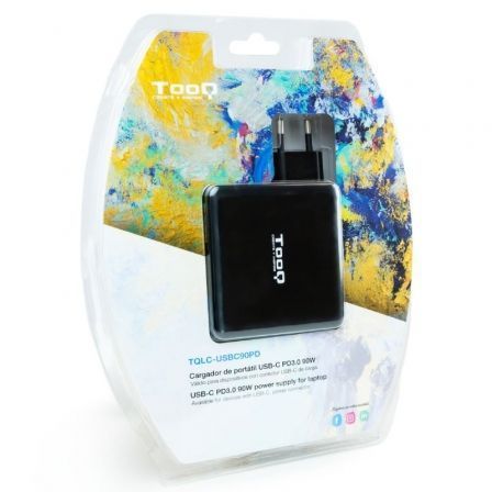 Cargador de portátil tooq tqlc-usbc90pd usb tipo-c/ 90w/ automático/ voltaje 5-20v