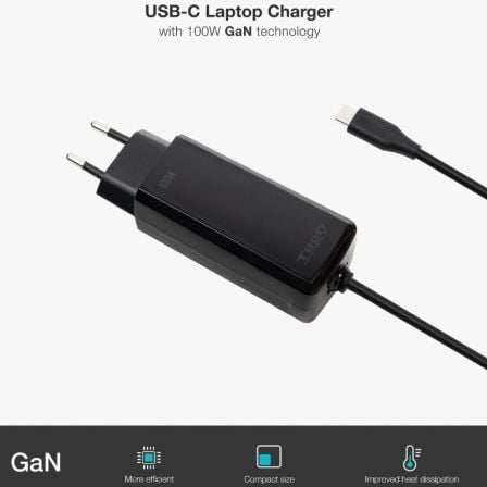 Cargador de portátil gan tooq tqlc-usbcgan100pd-c usb tipo-c/ 100w/ automático/ voltaje 5-20v
