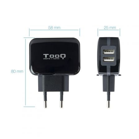 Cargador de pared tooq tqwc-1s02/ 2xusb/ 17w