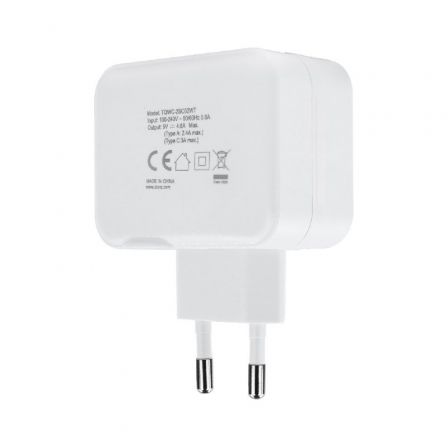 Cargador de pared tooq tqwc-2sc02wt/ 1xusb tipo-c/ 1x usb/ 27w