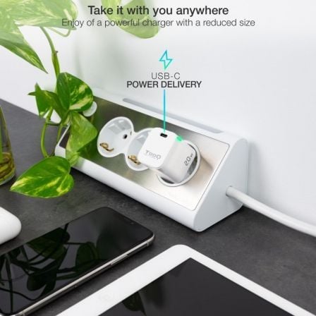 Cargador de pared tooq tqwc-pd20wt/ 1xusb tipo-c/ 20w/ blanco