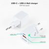 Cargador de pared tooq tqwc-qcpd20wt/ 1xusb-tipo c/ 1x usb/ 20w/ blanco