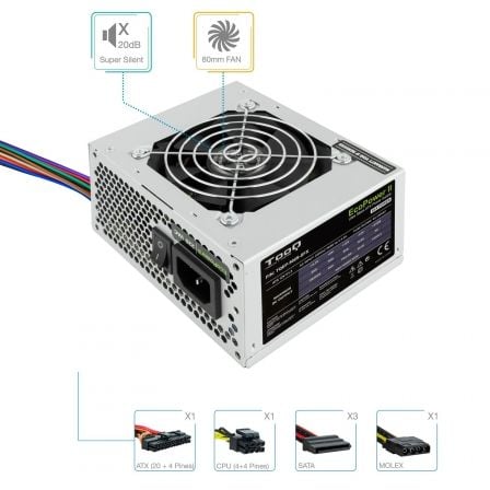 Fuente de alimentación sfx tooq tqep-500s-sfx/ 500w/ ventilador 8cm