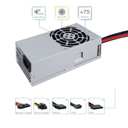 Fuente de alimentación tfx tooq tqep-tfx500s-o/ 500w/ ventilador 8cm