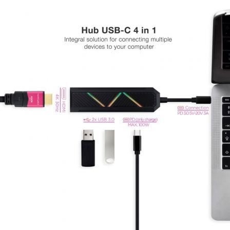 Docking usb tipo-c nanocable 10.16.0401/ 2xusb/ 1xusb tipo-c pd/ 1xhdmi 4k
