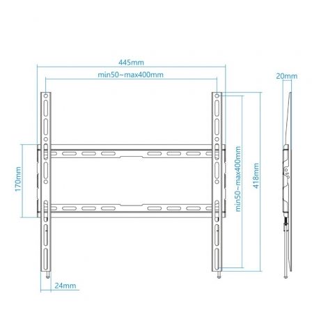 Soporte de pared fijo tooq lp1070f-b para tv de 32-70"/ hasta 45kg