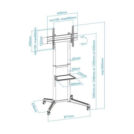Soporte de suelo inclinable con ruedas tooq fs1170m-b para tv de 37-70"/ hasta 50kg