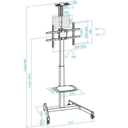 Soporte de suelo inclinable con ruedas tooq fs1184m-b para tv de 35-70"/ hasta 70kg