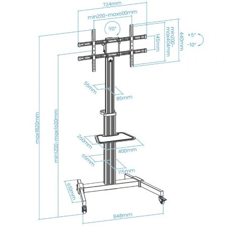 art_too-soporte-fs1886m-b_5 Soporte de suelo inclinable/ ajustable con ruedas tooq fs1886m-b para tv de 37-86"/ hasta 50kg